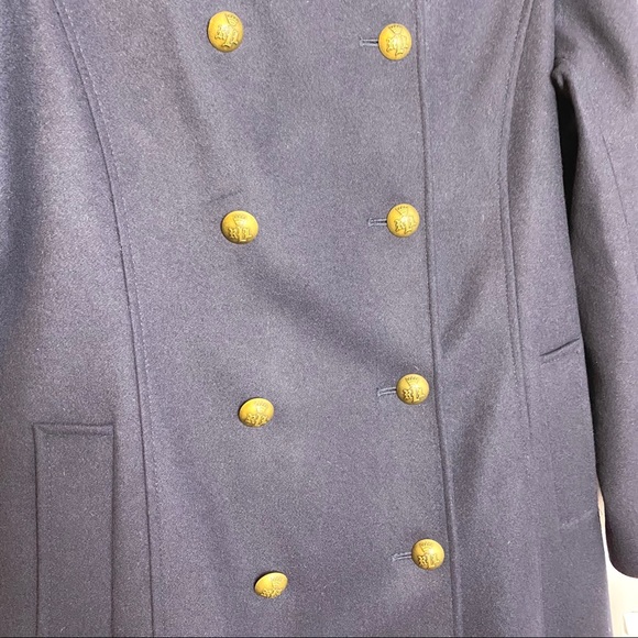 Lauren Ralph Lauren Double Breasted Blue Wool Coat - Picture 3 of 9